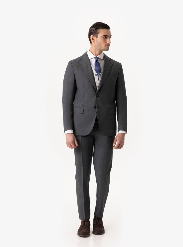 Valgrande – Abito uomo in tinta unita lana tasmania con tasche a pattina - Fusaro Antonio dal 1893 - Fusaro Antonio