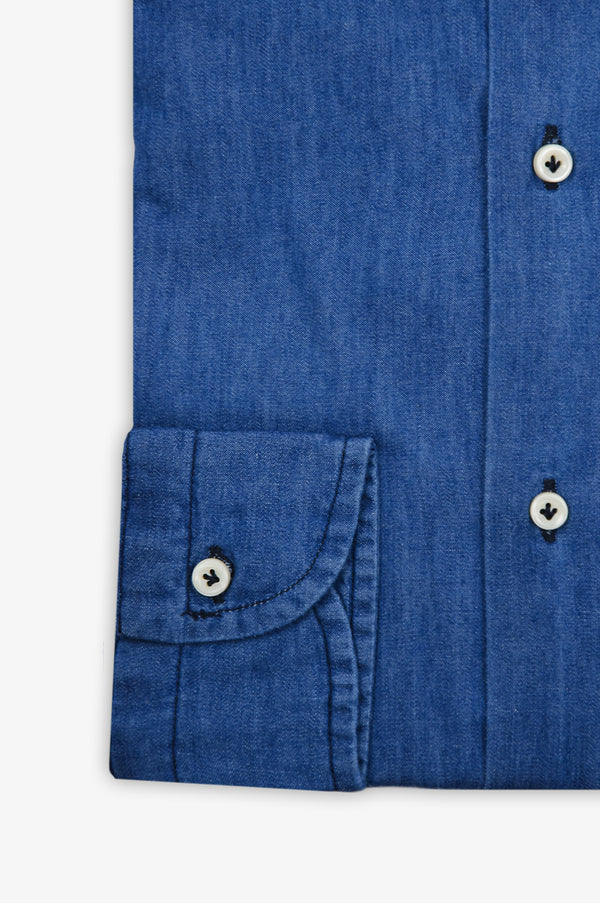 Camicia Regular in Denim Collo Francese - Adam