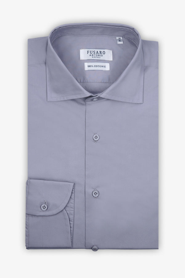 French neck cotton shirt - Popeline
