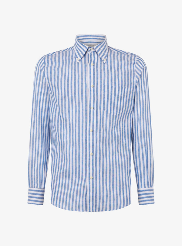Camicia manica lunga button down in lino cotone - Teddy - Fusaro Antonio dal 1893 - Fusaro Antonio