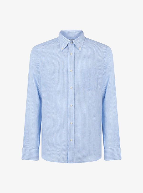 Camicia manica lunga button down in lino cotone - Teddy - Fusaro Antonio dal 1893 - Fusaro Antonio