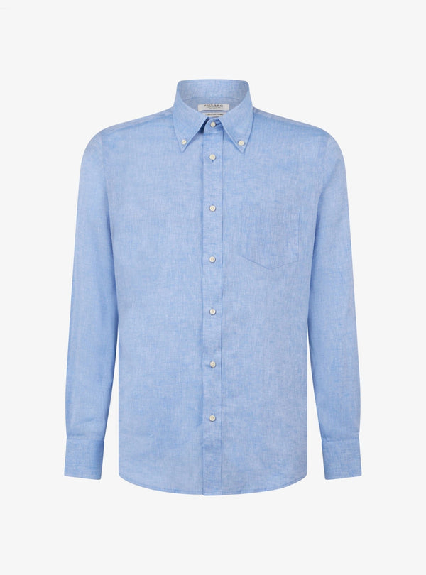 Camicia manica lunga button down in lino cotone - Teddy - Fusaro Antonio dal 1893 - Fusaro Antonio