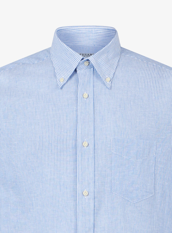 Camicia manica lunga button down in lino cotone - Teddy - Fusaro Antonio dal 1893 - Fusaro Antonio