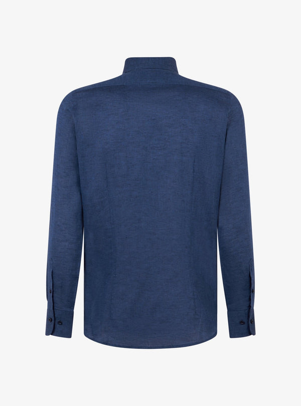 Camicia manica lunga button down in lino cotone - Teddy - Fusaro Antonio dal 1893 - Fusaro Antonio