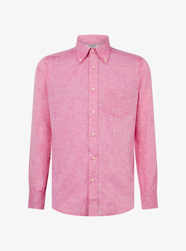 Camicia manica lunga button down in lino cotone - Teddy - Fusaro Antonio dal 1893 - Fusaro Antonio