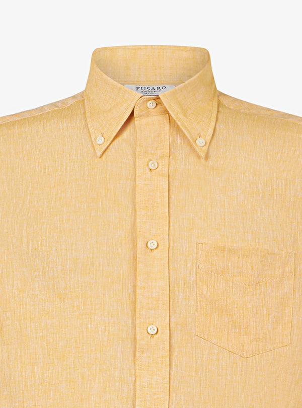 Camicia manica lunga button down in lino cotone - Teddy - Fusaro Antonio dal 1893 - Fusaro Antonio
