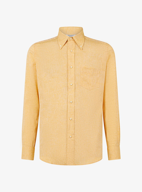 Camicia manica lunga button down in lino cotone - Teddy - Fusaro Antonio dal 1893 - Fusaro Antonio