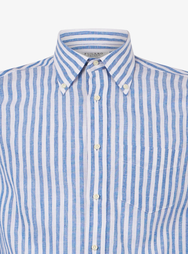 Camicia manica lunga button down in lino cotone - Teddy - Fusaro Antonio dal 1893 - Fusaro Antonio
