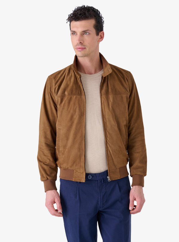 Giubbino in camoscio con zip - Reindeer - Fusaro Antonio dal 1893 - Fusaro Antonio