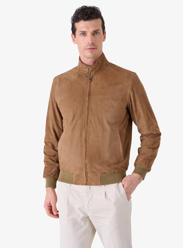 Giubbino in camoscio con zip - Reindeer - Fusaro Antonio dal 1893 - Fusaro Antonio