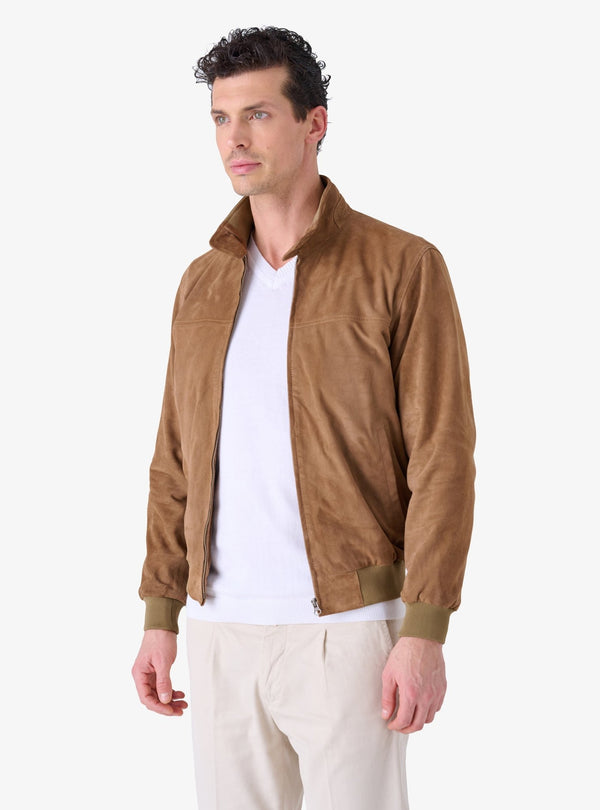 Giubbino in camoscio con zip - Reindeer - Fusaro Antonio dal 1893 - Fusaro Antonio