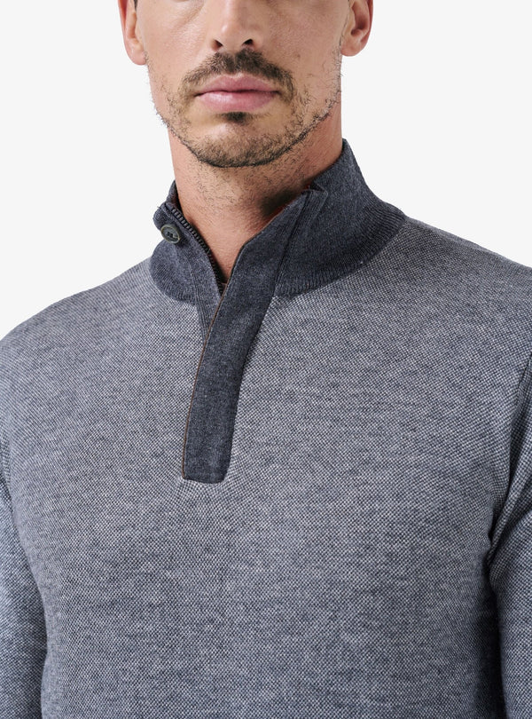 Maglia Chiusura Mezza Zip in Lana Cashmere - Ben - Fusaro Antonio dal 1893 - Fusaro Antonio