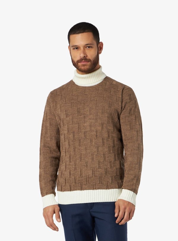 Maglia collo alto bicolore in misto lana - Gunner - Fusaro Antonio dal 1893 - Fusaro Antonio