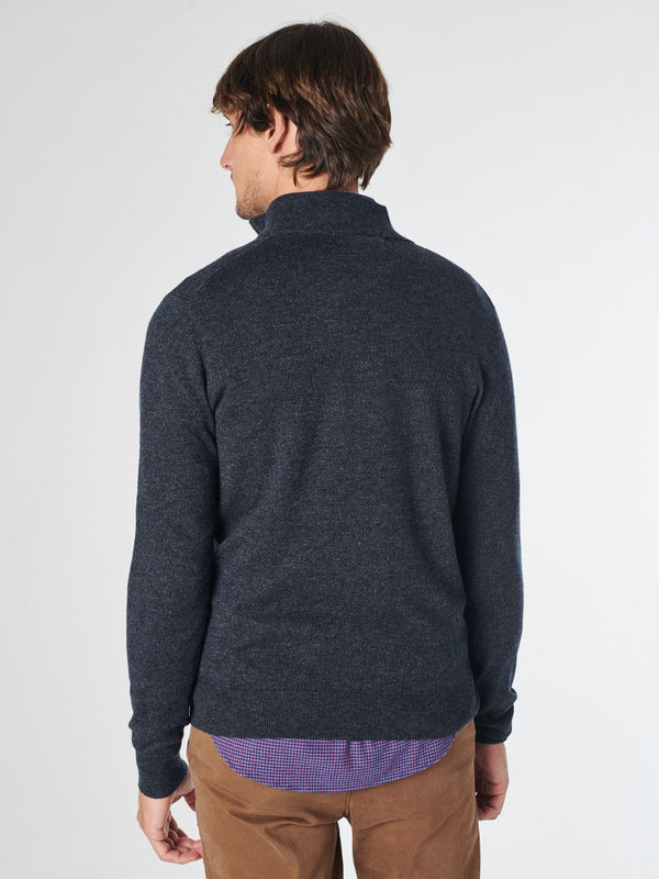 Maglia Mezza Zip melange in Lana Cashmere - Laser - Fusaro Antonio dal 1893 - Fusaro Antonio