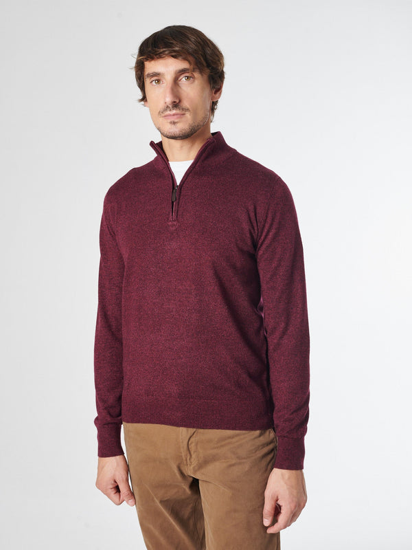 Maglia Mezza Zip melange in Lana Cashmere - Laser - Fusaro Antonio dal 1893 - Fusaro Antonio