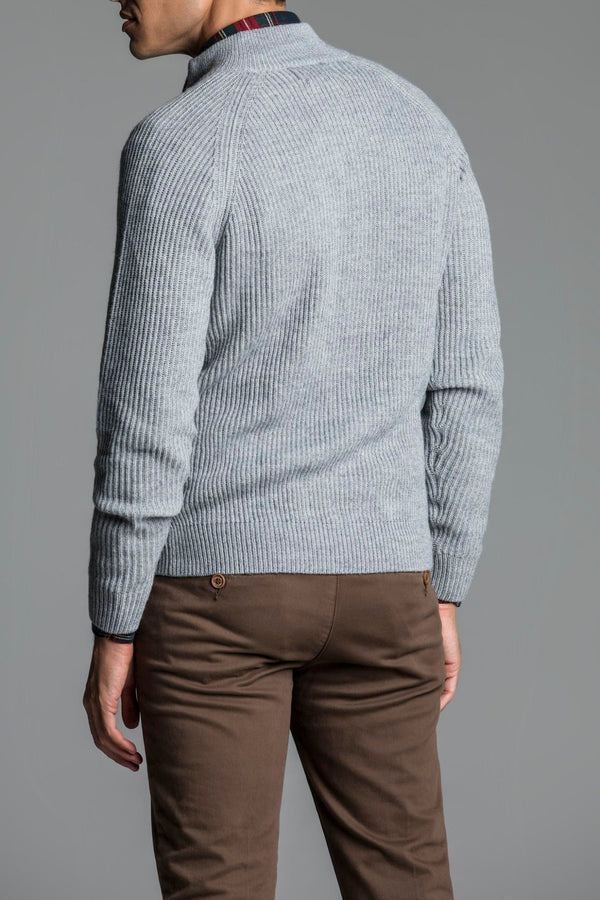 Maglia mezzo collo con zip intera in misto cashmere - Long Ribbed - Fusaro Antonio dal 1893 - Fusaro Antonio