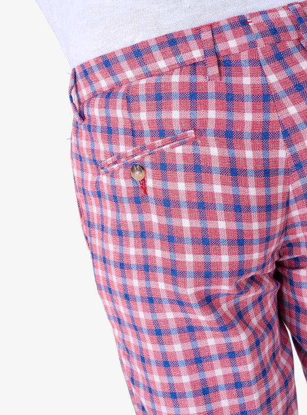 Pantalone a quadretto in lino cotone - Scot - Fusaro Antonio dal 1893 - Fusaro Antonio