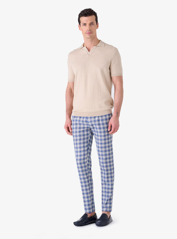 Pantalone a quadretto in lino cotone - Scot - Fusaro Antonio dal 1893 - Fusaro Antonio