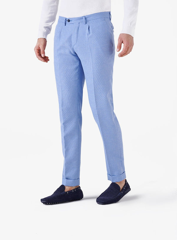 Pantalone classico a nido d'ape in lino cotone - Michael - Fusaro Antonio dal 1893