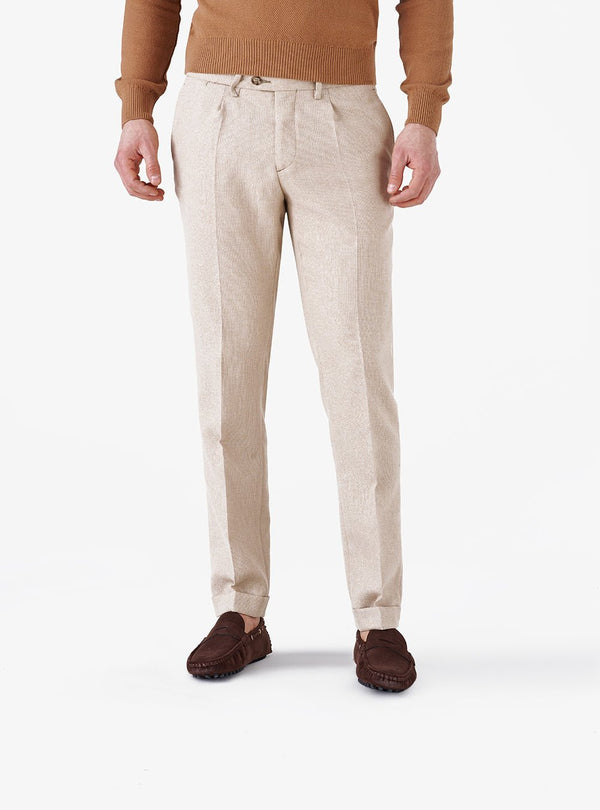 Pantalone classico a nido d'ape in lino cotone - Michael - Fusaro Antonio dal 1893