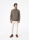 Polo-style neck sweater in Merino wool - Moray