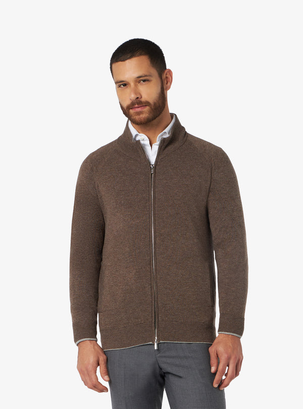 Cashmere wool sweater with full zip closure - Colton