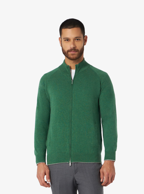 Cashmere wool sweater with full zip closure - Colton