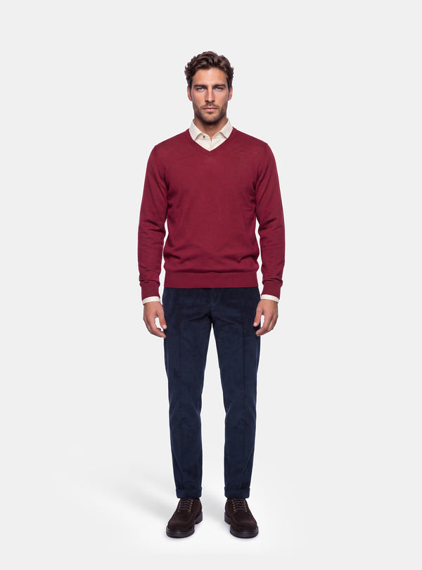 Maglione Uomo Scollo V in Lana Merinos