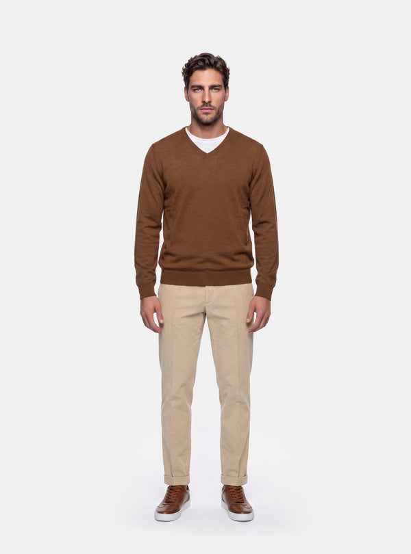 Maglione Uomo Scollo V in Lana Merinos