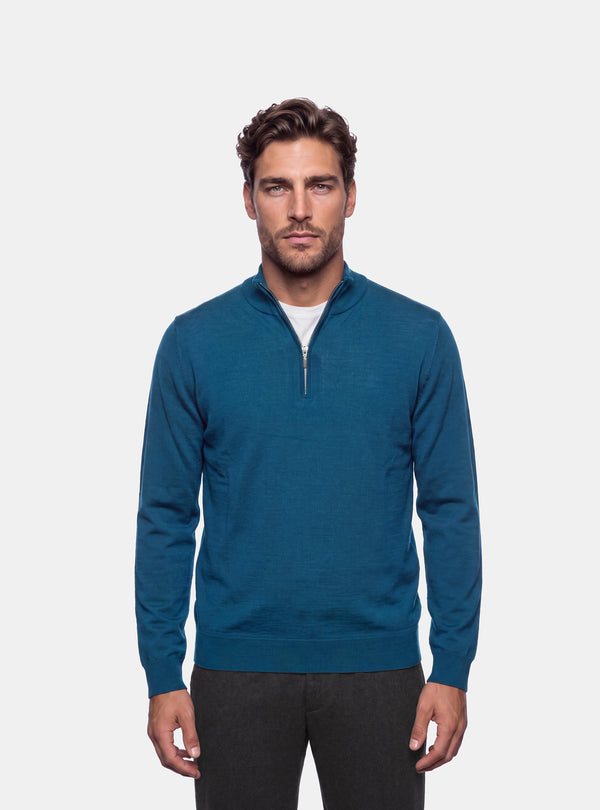 Maglione Uomo Mezza Zip in Lana Merinos
