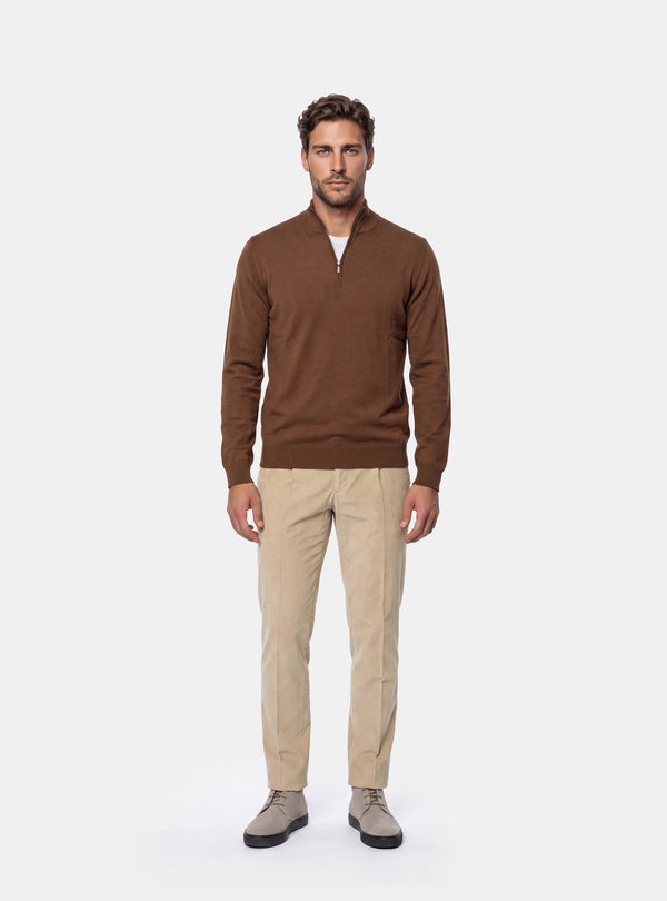 Maglione Uomo Mezza Zip in Lana Merinos