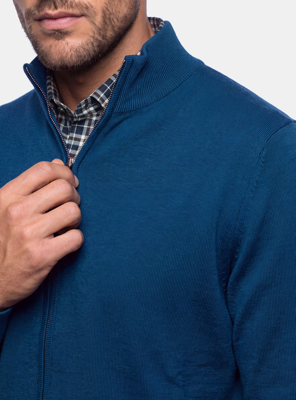 Cardigan Uomo Zip Intera in Lana Merinos