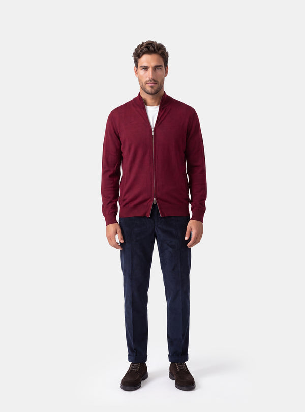 Cardigan Uomo Zip Intera in Lana Merinos