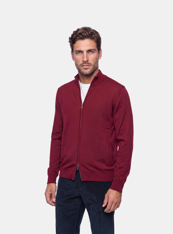 Cardigan Uomo Zip Intera in Lana Merinos