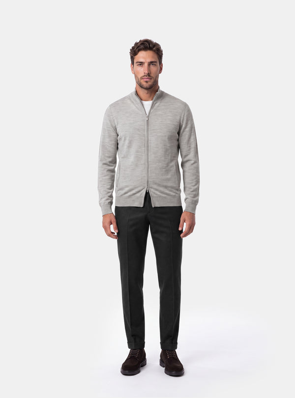Cardigan Uomo Zip Intera in Lana Merinos