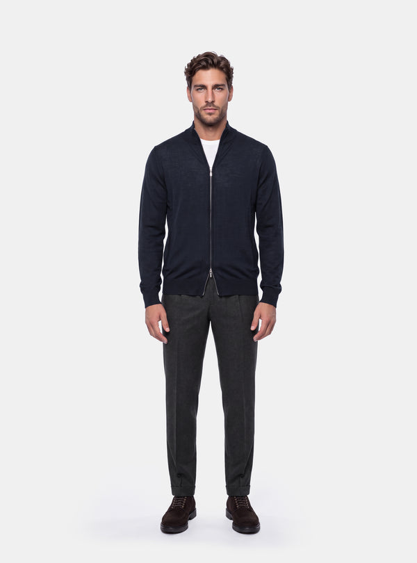 Cardigan Uomo Zip Intera in Lana Merinos