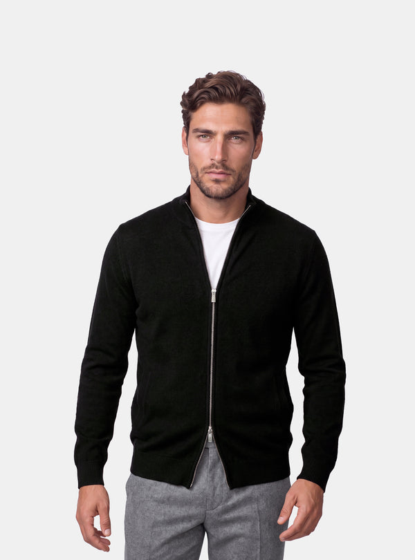 Cardigan Uomo Zip Intera in Lana Merinos