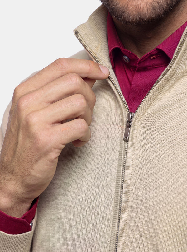 Cardigan Uomo Zip Intera in Lana Merinos