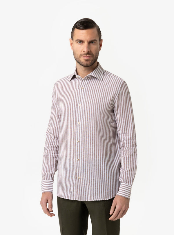 Camicia Uomo Collo Francese Regular in Lino - Cotone Primavera/Estate - Fusaro Antonio dal 1893 - Fusaro Antonio