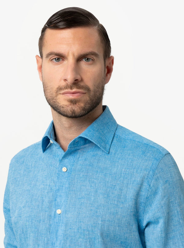 Camicia Uomo Collo Francese Regular in Lino - Cotone Primavera/Estate - Fusaro Antonio dal 1893 - Fusaro Antonio