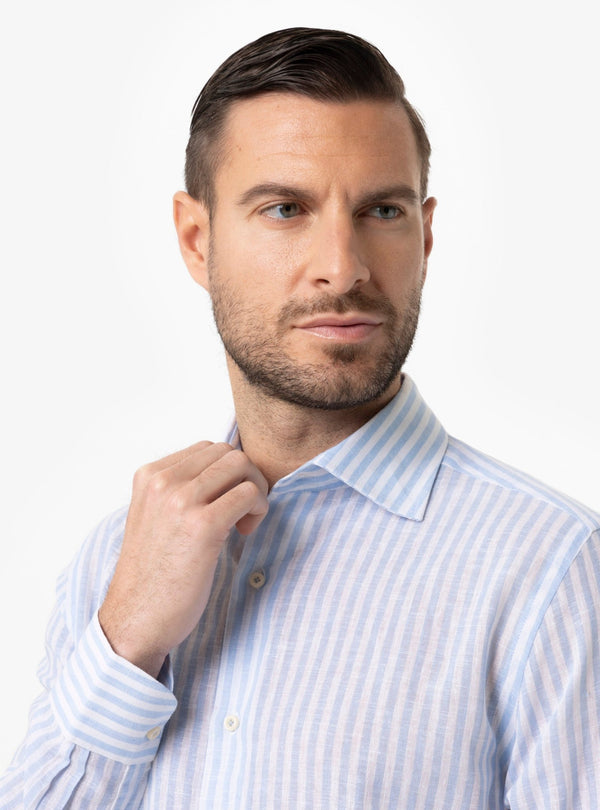 Camicia Uomo Collo Francese Regular in Lino - Cotone Primavera/Estate - Fusaro Antonio dal 1893 - Fusaro Antonio