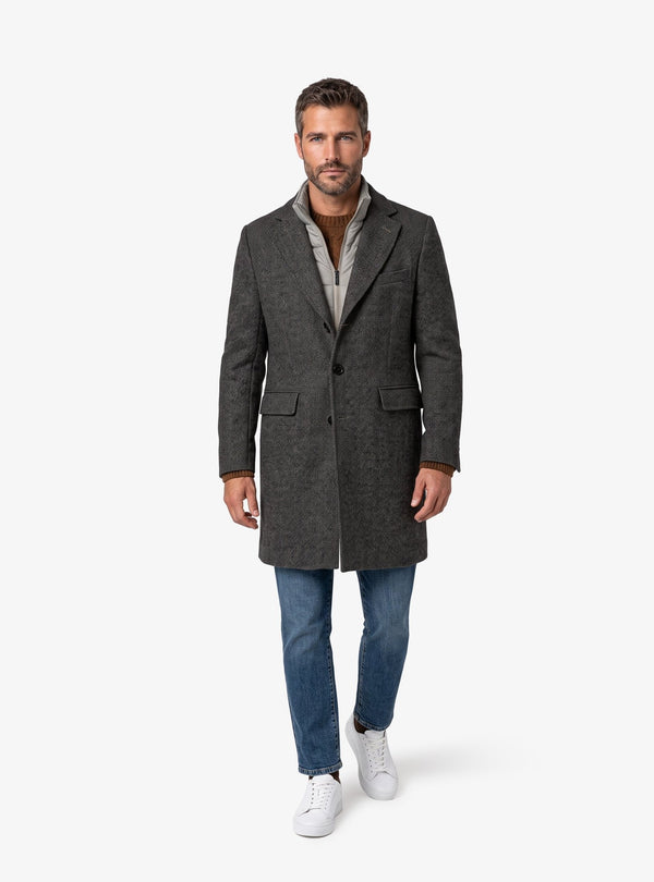 Cappotto Uomo Monopetto con Pettorina in Misto Lana - Fusaro Antonio dal 1893 - Fusaro Antonio