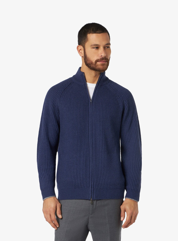Cardigan a costine con zip in misto lana - Maddox - Fusaro Antonio dal 1893 - Fusaro Antonio