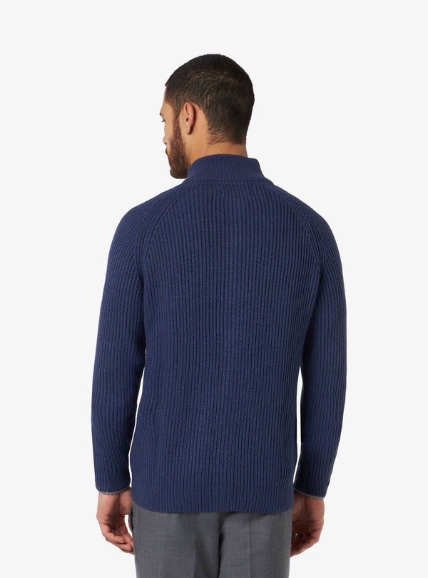 Cardigan a costine con zip in misto lana - Maddox - Fusaro Antonio dal 1893 - Fusaro Antonio
