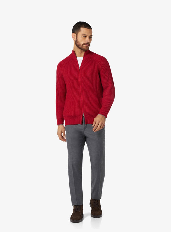 Cardigan a costine con zip in misto lana - Maddox - Fusaro Antonio dal 1893 - Fusaro Antonio