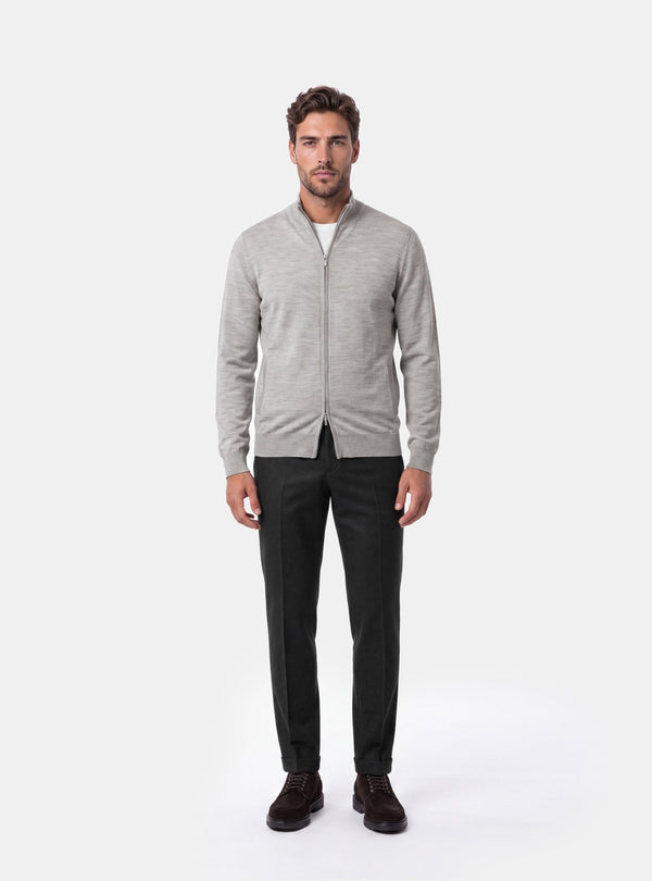 Cardigan Uomo Zip Intera in Lana Merinos - Fusaro Antonio dal 1893 - Fusaro Antonio