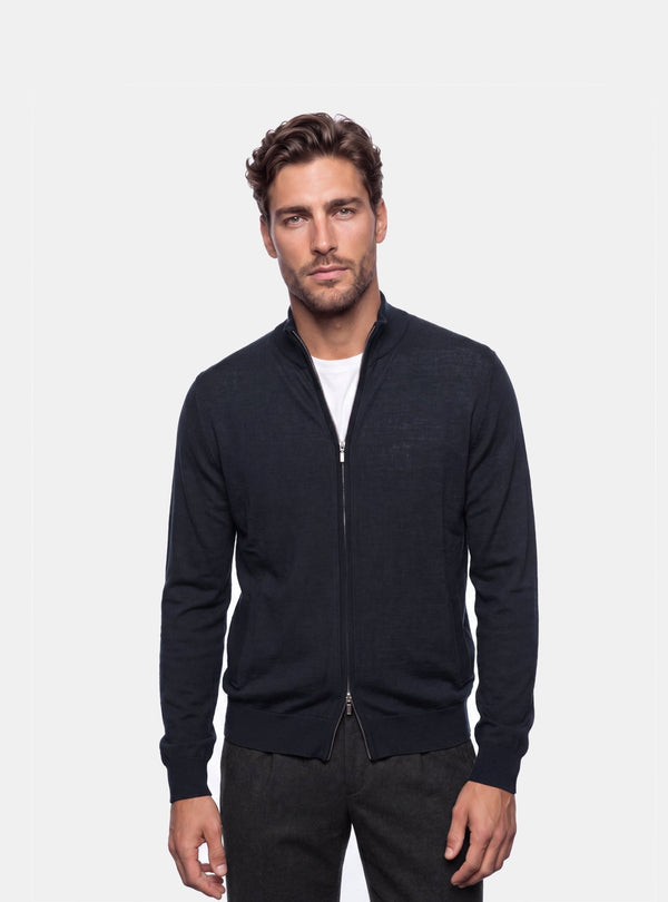 Cardigan Uomo Zip Intera in Lana Merinos - Fusaro Antonio dal 1893 - Fusaro Antonio