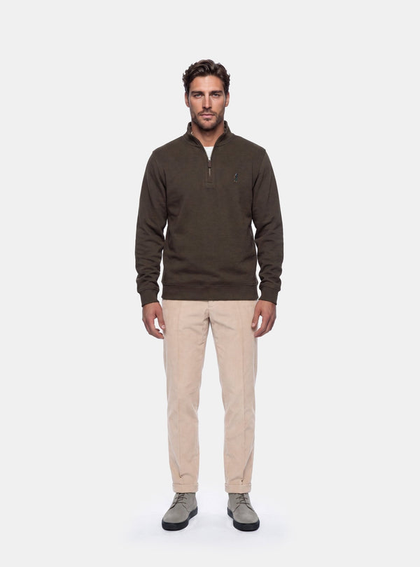 Felpa Uomo Mezza Zip in Cotone - Fusaro Antonio dal 1893 - Fusaro Antonio
