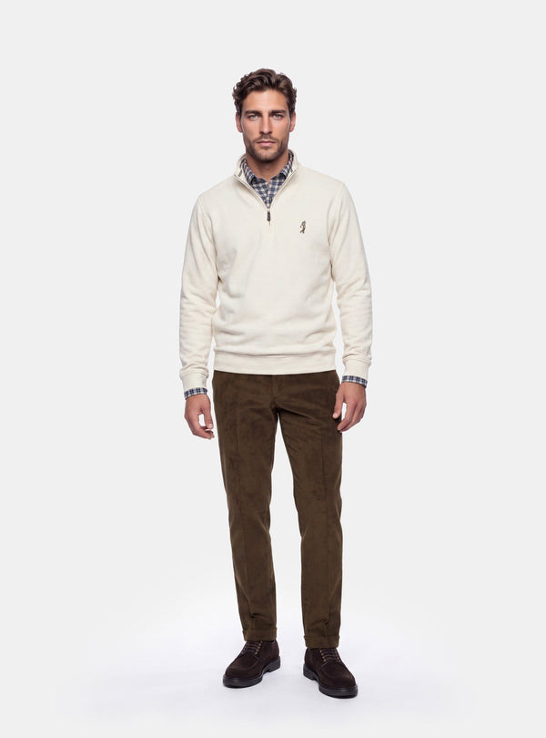 Felpa Uomo Mezza Zip in Cotone - Fusaro Antonio dal 1893 - Fusaro Antonio