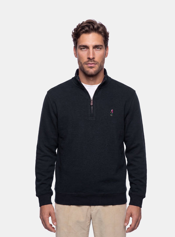 Felpa Uomo Mezza Zip in Cotone - Fusaro Antonio dal 1893 - Fusaro Antonio